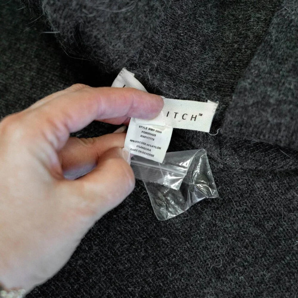 NWT! LOVESTITCH ANGORA BLEND OVERSIZED CHARCOAL GRAY SWEATER PONCHO - Picture 5 of 10